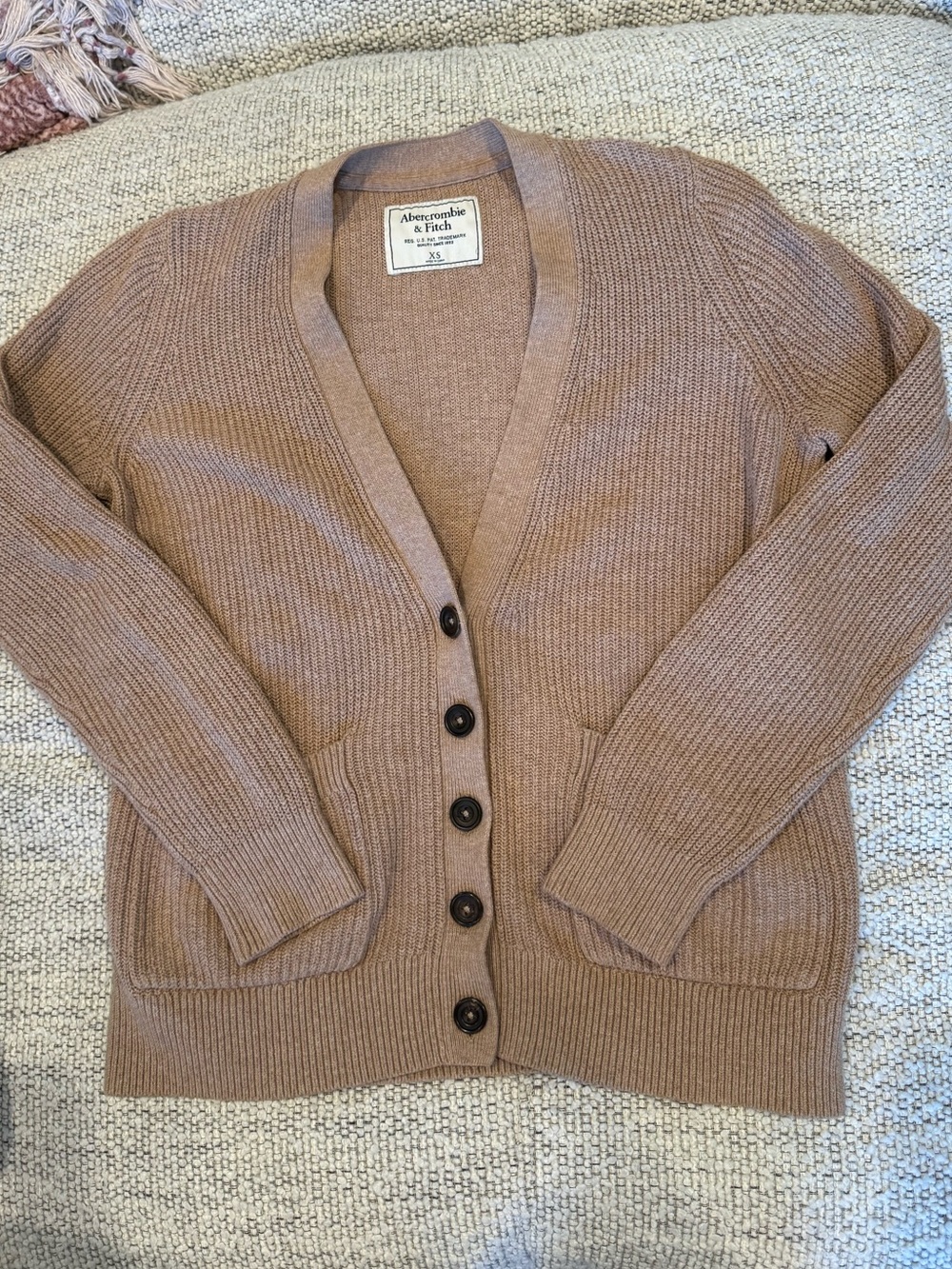 Abercrombie & Fitch Women's Brown Button-Front Ribbed Cardigan